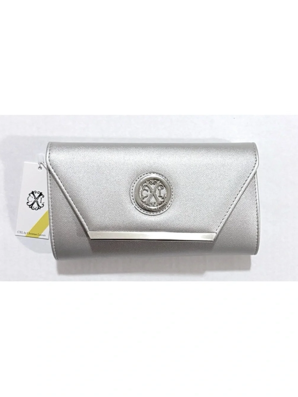 Metallic Silver Glam Caviar Clutch Silver Clutch Gala Wedding Formal  NEW by CX